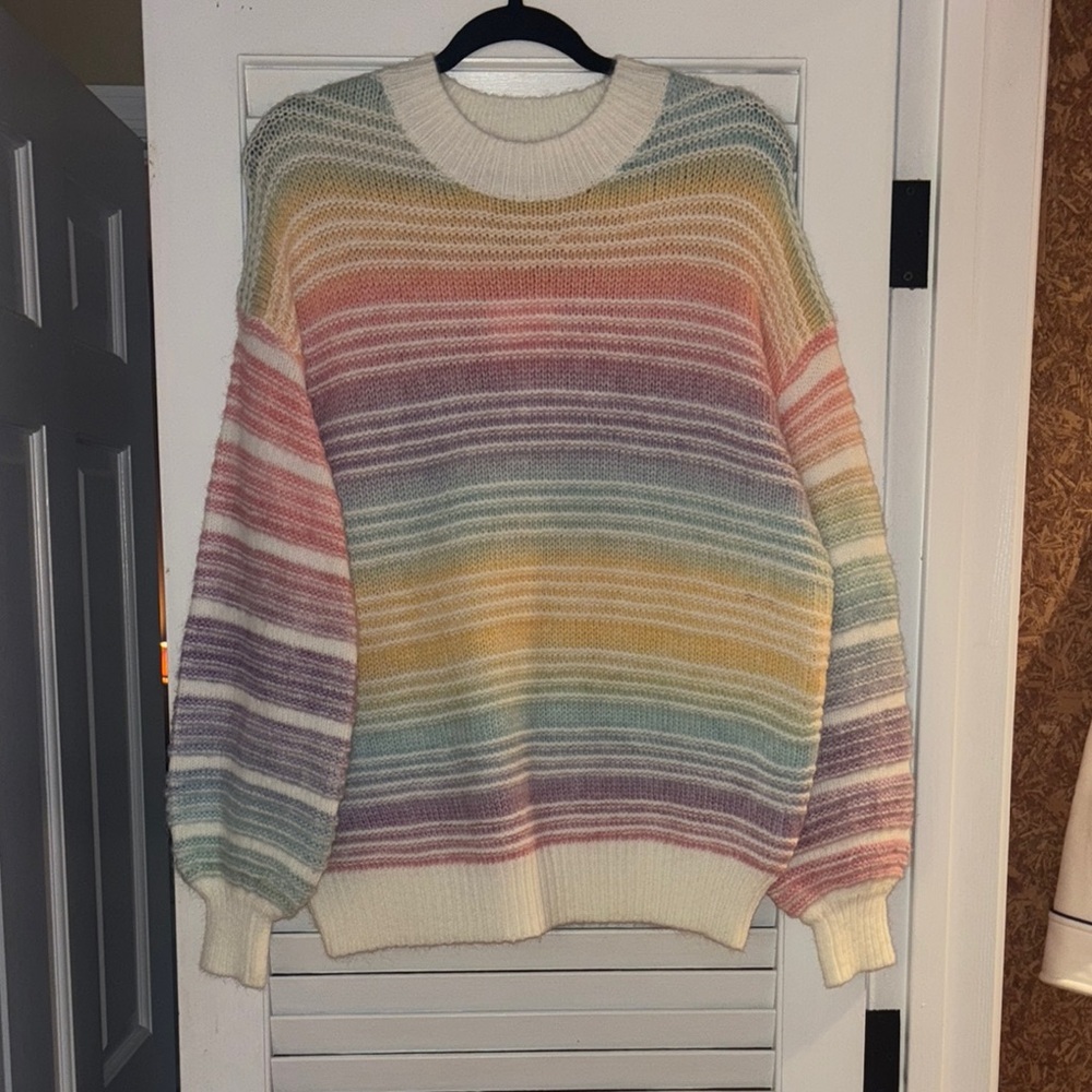 Pastel Striped Crew Neck Sweater